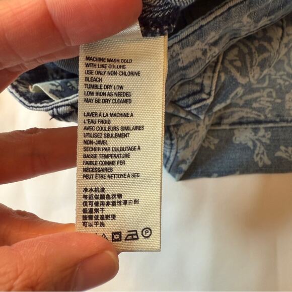 We The Free Dream Lover Floral Paisley Flare Jeans Blue Denim Size 26 - Picture 11 of 12